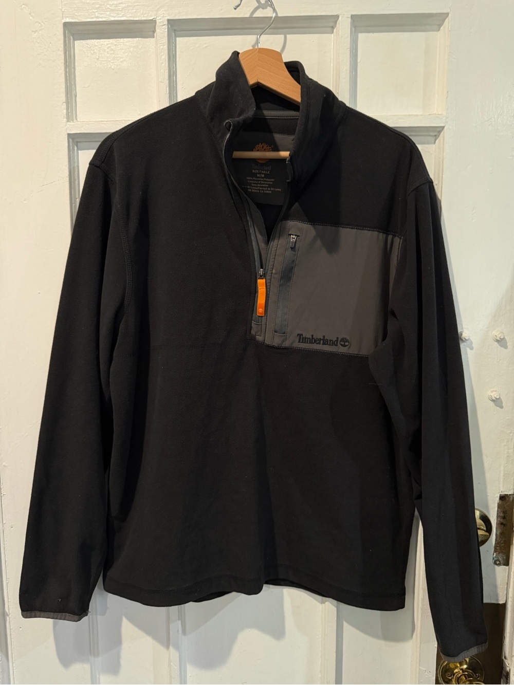 Timberland Black Fleece Jacket with Orange Logo